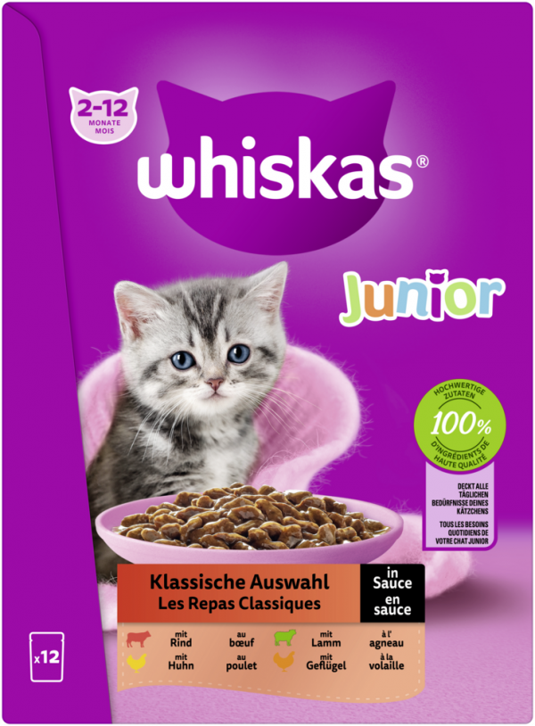 Whiskas Jun. Kla. Auswahl Sauce 12x85gP