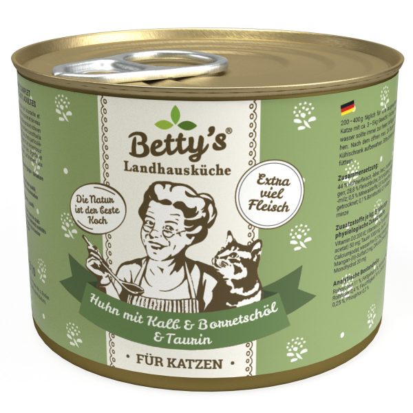 Betty's Katze Huhn & Kalb Borretschöl 200gD